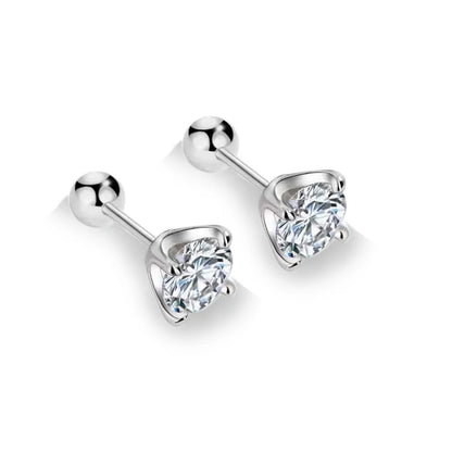 Jeweller Buy Hot Sale 925 Sterling Silver Four Claw Moissanite Diamond Stud Earrings Cute round Studs