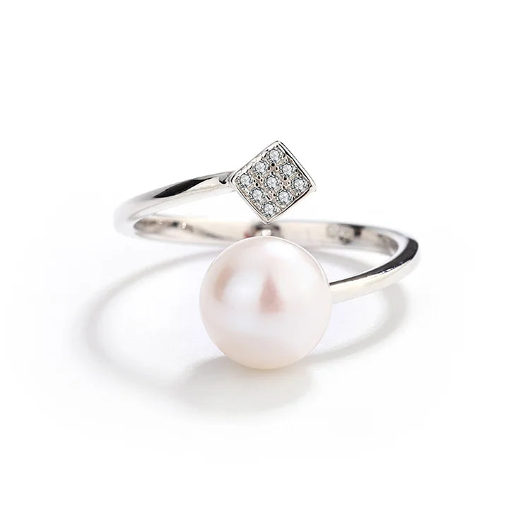 Jewelry supplier original 925 sterling silver modern white pearl statement adjustable ring