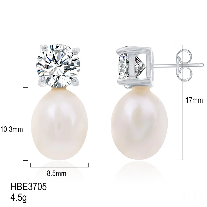 Hot Selling trendy s925 sterling silver Rhodium plated jewelry  natural genuine pearl earrings for Weddings Gifts