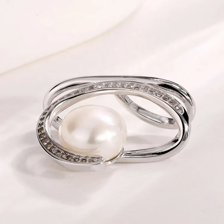 Custom logo modern diamond pendants sterling silver 925 freshwater pearl ladies necklace pendant