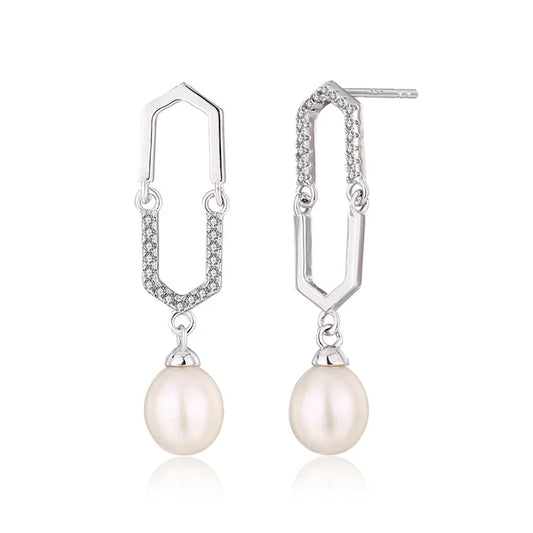 Wholesale bulk fashion fine 925 silver jewelry custom women cultured water pearl earrings