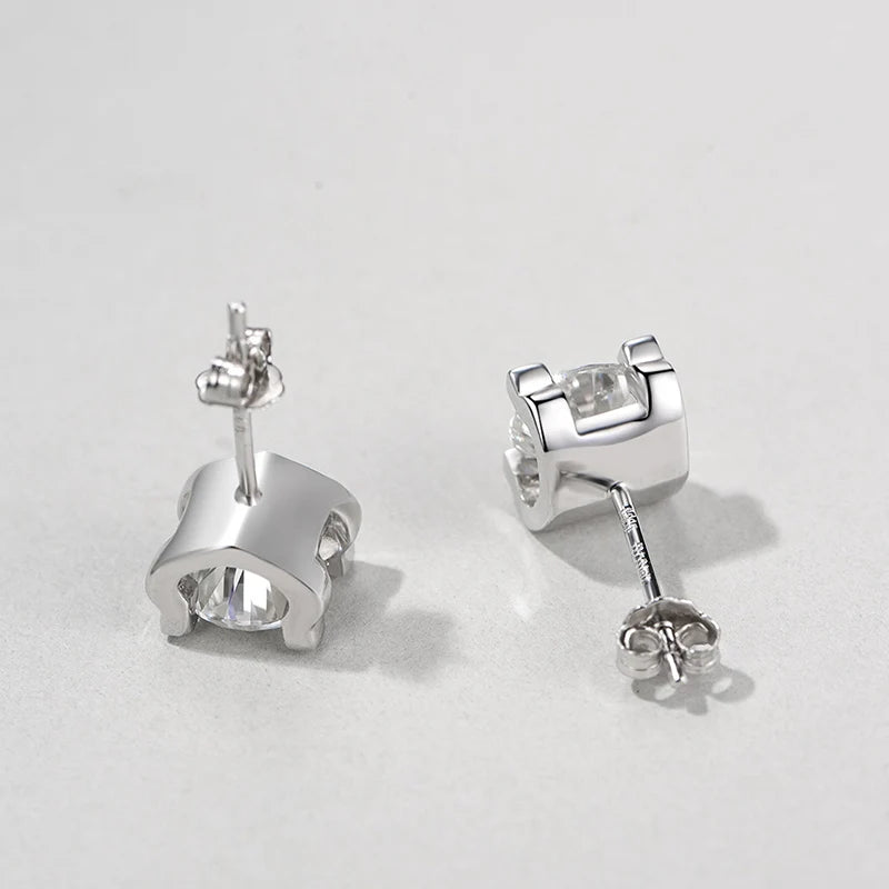 Jeweller Buy Luxury 925 Sterling Silver Stud Earrings VVS Moissanite Round Brilliant Cut Diamond Fashion Jewelry