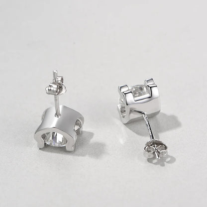 Jeweller Buy Luxury 925 Sterling Silver Stud Earrings VVS Moissanite Round Brilliant Cut Diamond Fashion Jewelry