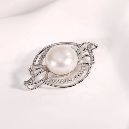 Custom made jewelry 925 sterling silver diamond round circle single pearl necklace pendants for chains