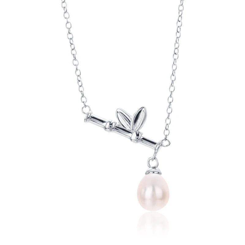 925 sterling silver women teardrop pearl charm drop pendant necklace with pearl pendant