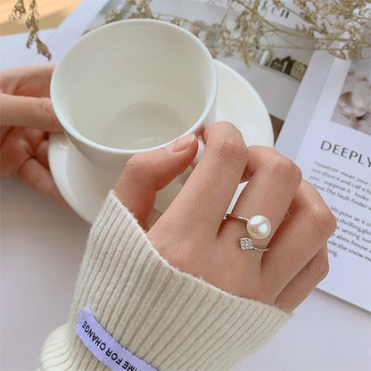 Jewelry supplier original 925 sterling silver modern white pearl statement adjustable ring