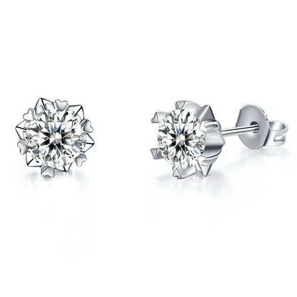 Jeweller Buy Classic 6 Prong Round Brilliant Cut Moissanite Earrings for Ladies Sterling Silver