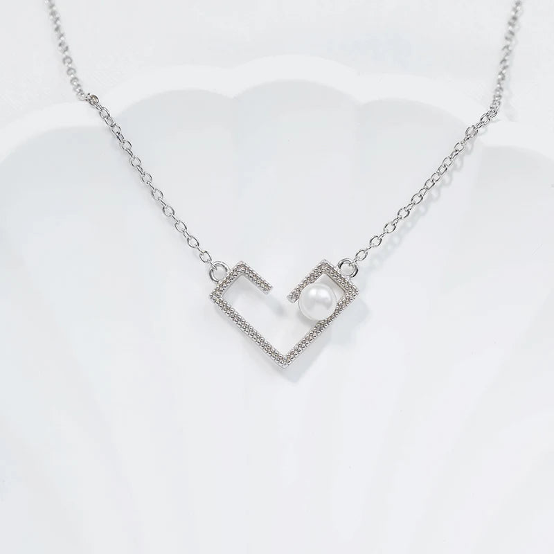 925 sterling silver women teardrop pearl charm drop pendant necklace with pearl pendant