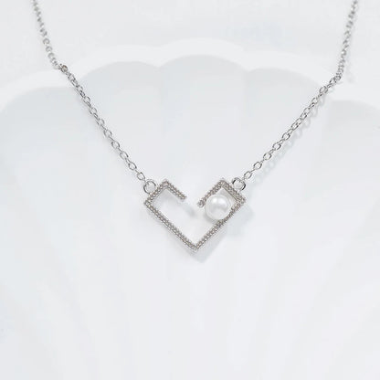 925 sterling silver women teardrop pearl charm drop pendant necklace with pearl pendant