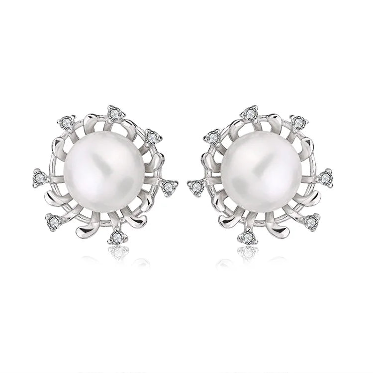 Minimalist women accessories jewelry wholesale s925 925 sterling silver pearl stud earrings