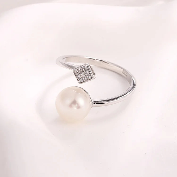 Jewelry supplier original 925 sterling silver modern white pearl statement adjustable ring