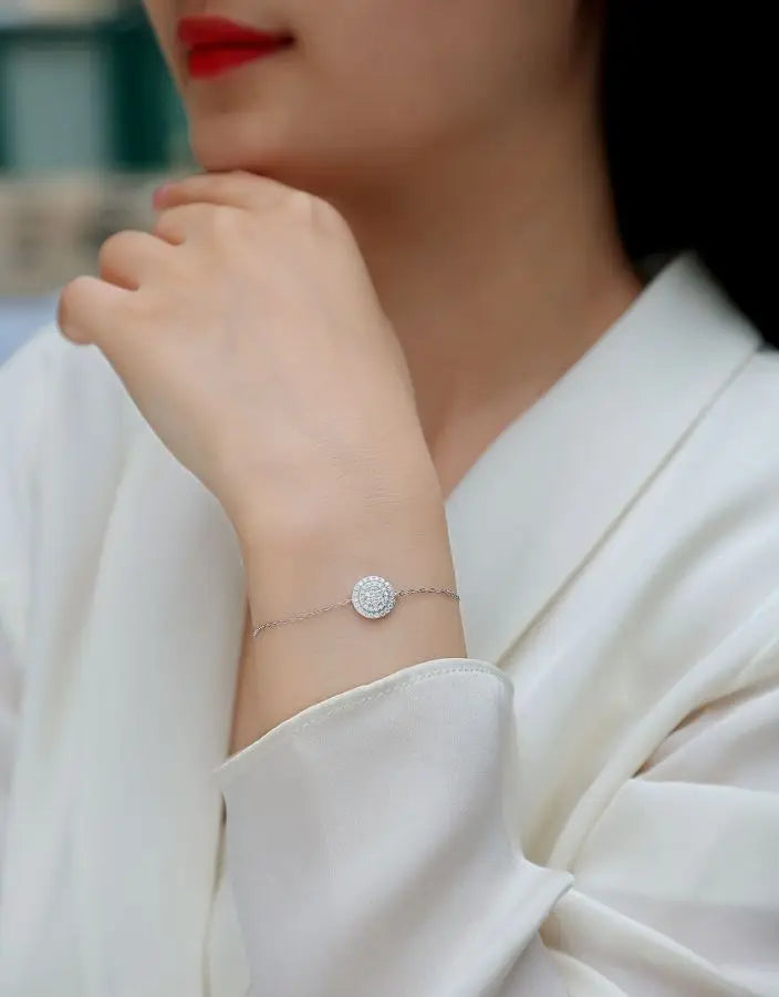 JEWELLER BUY 1PC Moissan Bracelet S925 Silver 18k Gold Plated Hypoallergenic Pendant, Nickel-Free, Sparkling Gemstone Jewelry