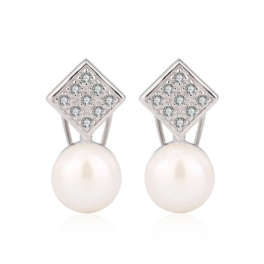 Custom funky cool design stud 925 sterling silver freshwater cultured pearl earrings
