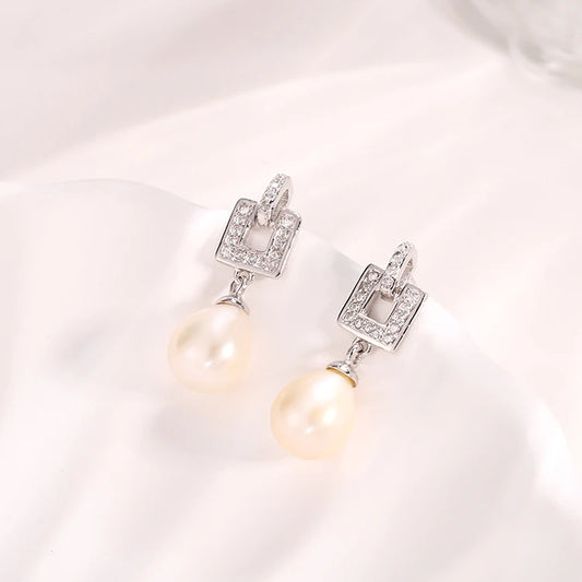 2024 Hot style cubic zirconia jewelry funky pearl earrings 925 sterling silver dangle earrings rhodium plating solution