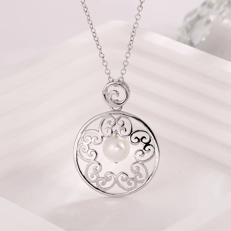 Fashion women jewelry dainty ring 925 sterling silver fresh water pearls pendant necklace and earrings set