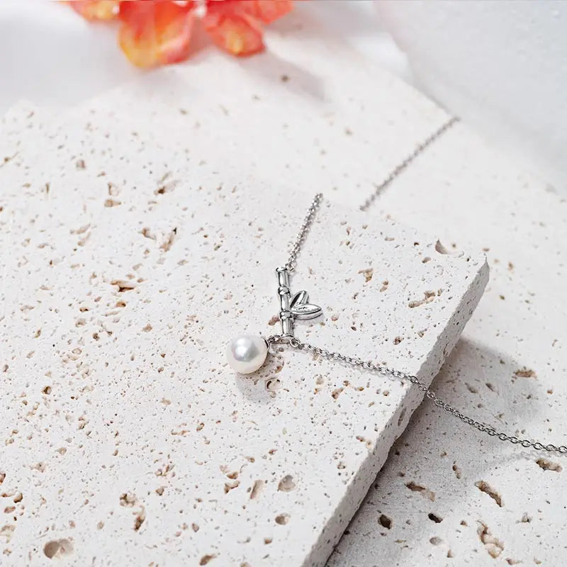 925 sterling silver women teardrop pearl charm drop pendant necklace with pearl pendant