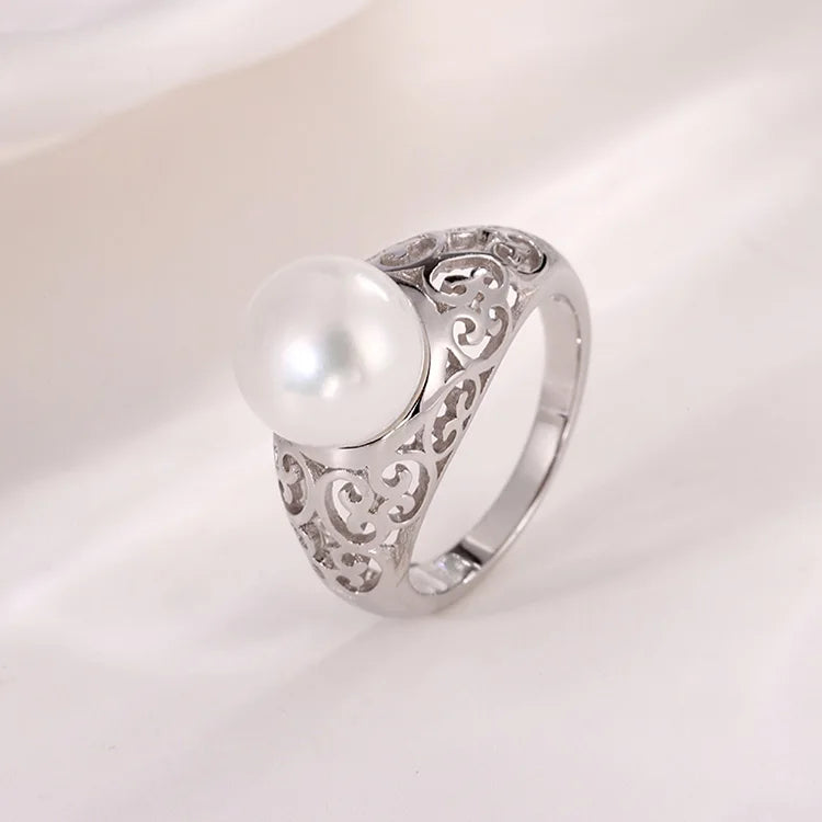 Fashion women jewelry dainty ring 925 sterling silver fresh water pearls pendant necklace and earrings set