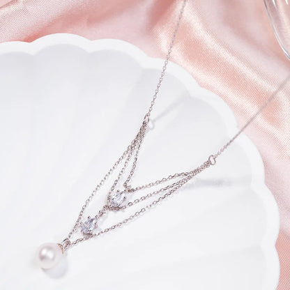 925 sterling silver women teardrop pearl charm drop pendant necklace with pearl pendant