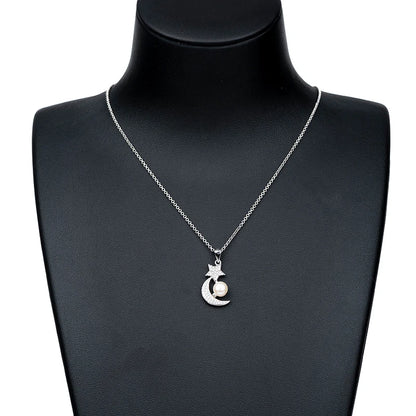 Fashionable 925 silver jewelry set, pearl jewelry, earrings, rings, necklaces, perfect for various occasions such as weddings.