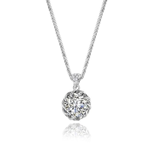 Jeweller Buy Hot Sale Luxury Necklace with 3 Carat Moissanite Pendant 925 Sterling Silver round Shape Necklace