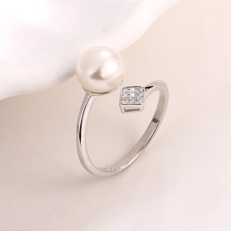 Jewelry supplier original 925 sterling silver modern white pearl statement adjustable ring