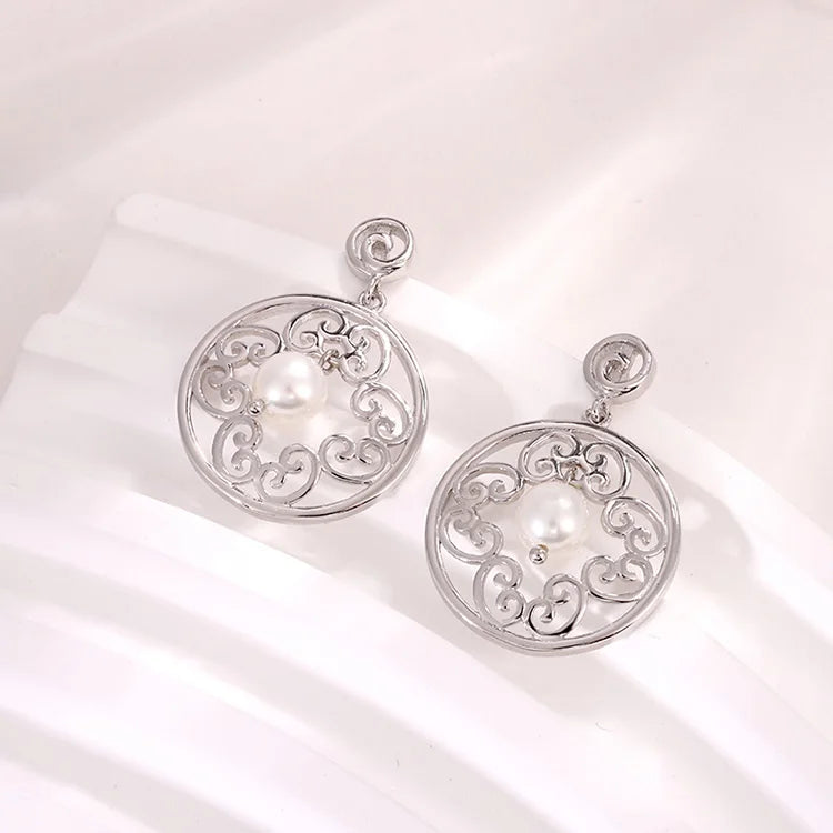 Fashion women jewelry dainty ring 925 sterling silver fresh water pearls pendant necklace and earrings set