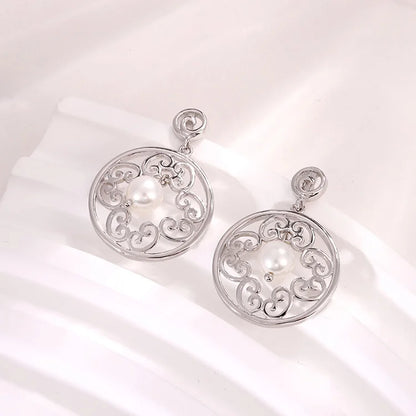 Fashion women jewelry dainty ring 925 sterling silver fresh water pearls pendant necklace and earrings set