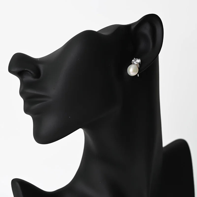 Hot Selling trendy s925 sterling silver Rhodium plated jewelry  natural genuine pearl earrings for Weddings Gifts