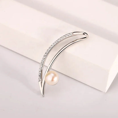 Custom diamond crescent moon 925 sterling silver freshwater pearl long pendant necklace