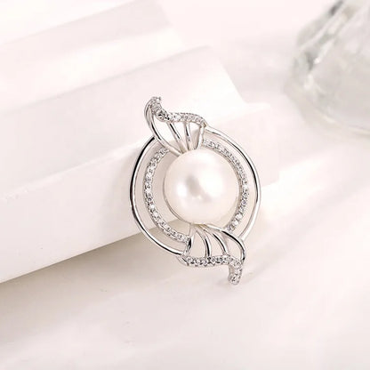 Custom made jewelry 925 sterling silver diamond round circle single pearl necklace pendants for chains
