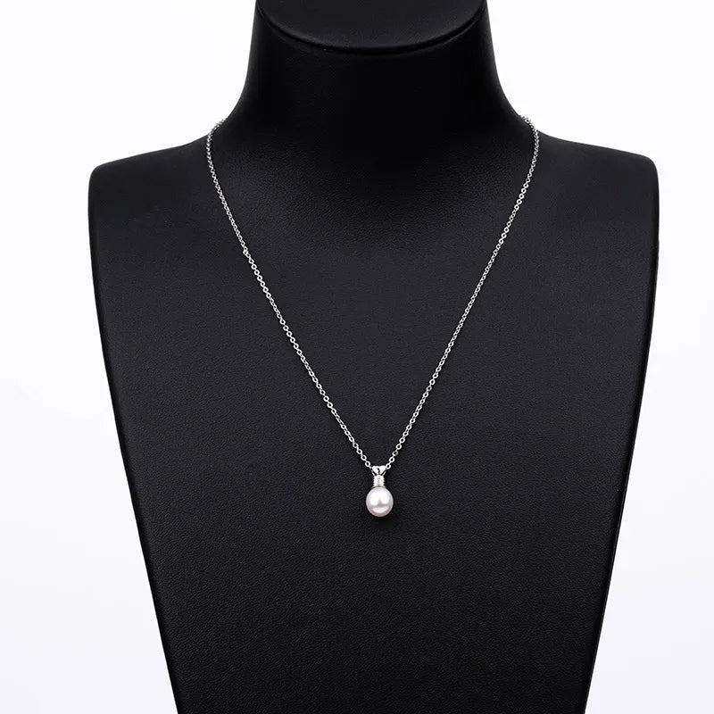 925 sterling silver women teardrop pearl charm drop pendant necklace with pearl pendant