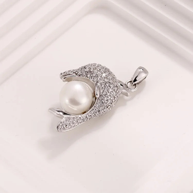 Ladies women fashion fine jewelry custom shape customizable zirconia modern pearl diamond charm pendant for necklace