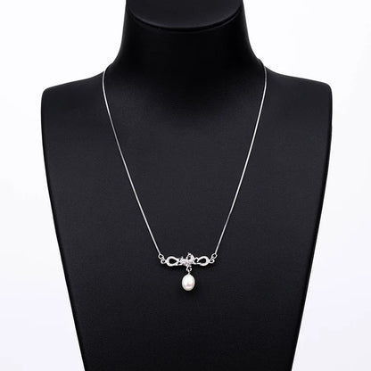 925 sterling silver women teardrop pearl charm drop pendant necklace with pearl pendant