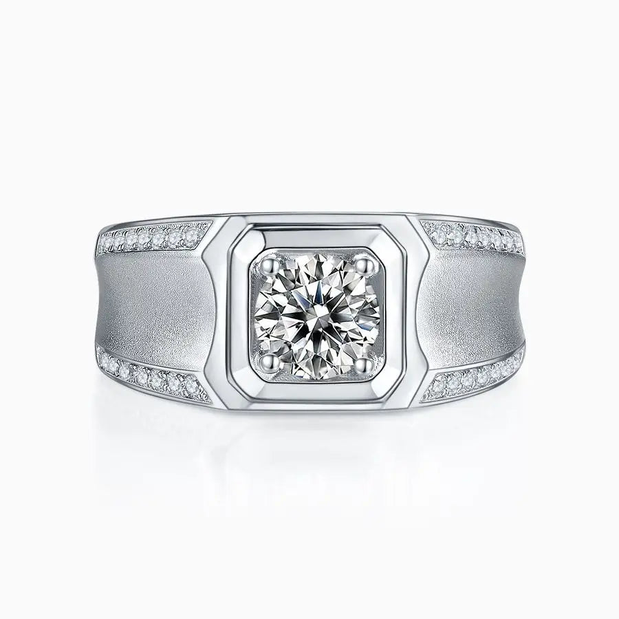 1-Carat Moissanite Men's Engagement Ring - S925 Silver Promise Ring, Wedding Band, Luxury Jewelry Gift for Anniversary
