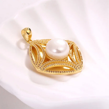 Fine jewelry custom mossanite pearl gold plated pendant charms necklace