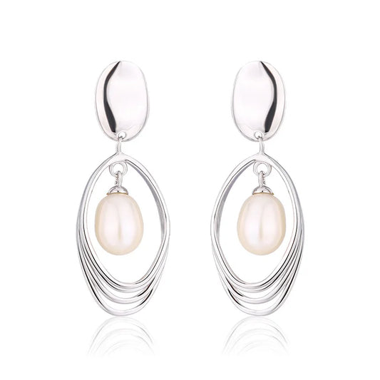 Custom logo oem trendy s925 jewelry 925 sterling silver fresh water pearl stud earrings for women