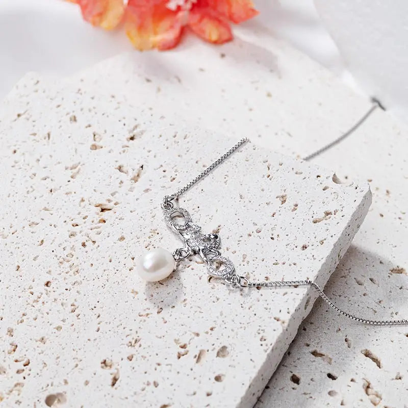 925 sterling silver women teardrop pearl charm drop pendant necklace with pearl pendant