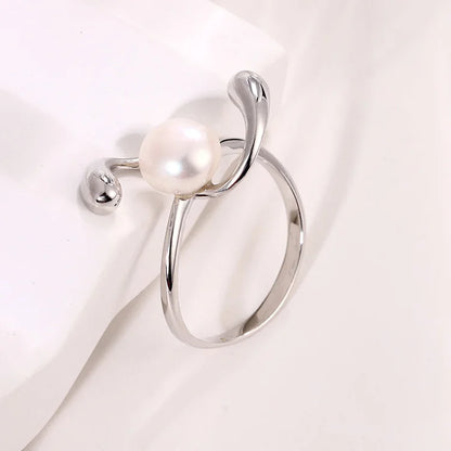 Custom 925 sterling silver unique minimalist ring with single pearl