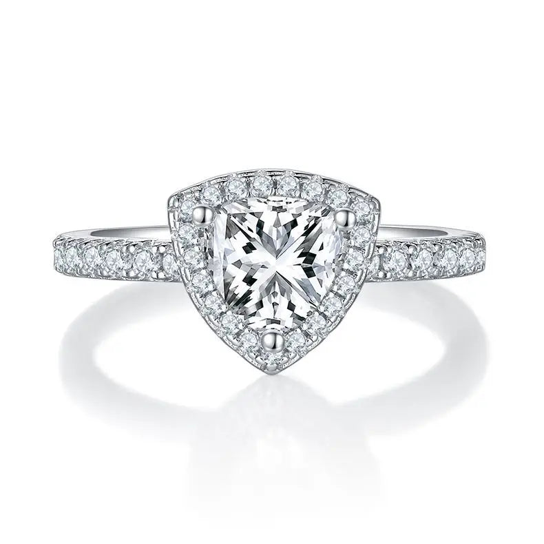 1-Carat Triangle Moissanite Engagement Ring - 925 Silver Plated, Moissanite, perfect for daily wear and Valentine's gifting.
