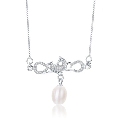 925 sterling silver women teardrop pearl charm drop pendant necklace with pearl pendant