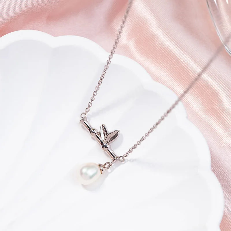 925 sterling silver women teardrop pearl charm drop pendant necklace with pearl pendant