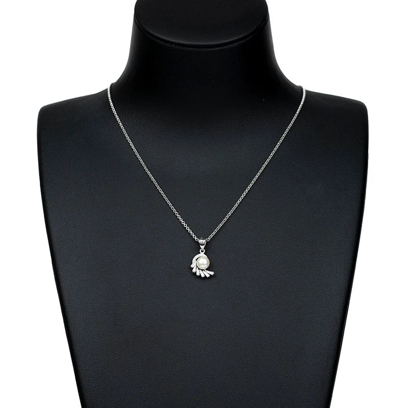 Fashionable 925 silver jewelry set, pearl jewelry, earrings, rings, necklaces, perfect for various occasions such as weddings.