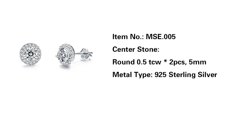 Jeweller Buy Luxury 925 Sterling Silver Earrings with VVS1 Diamond Moissanite Classic Ear Studs