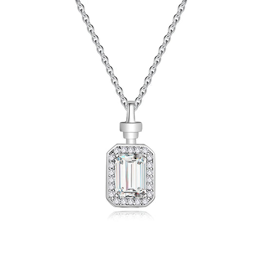 Jeweller Buy 925 Sterling Silver Link Chain Trendy Moissanite Diamond Pendant Necklace Perfume Bottle Shape-for Gift Wedding Party Engagement