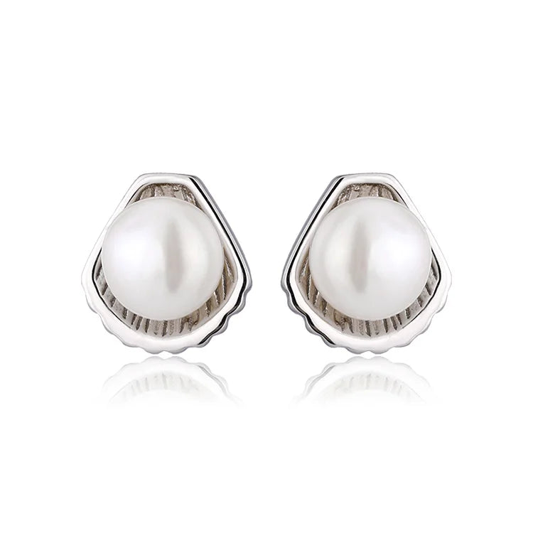 Custom dainty 925 sterling silver unique luxury pearl stud earrings for women