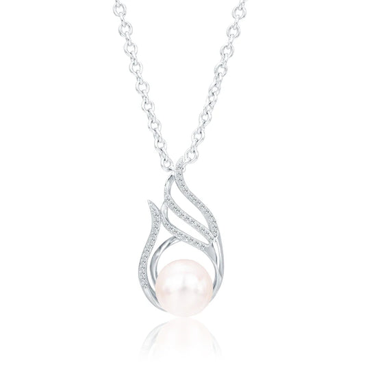 Custom made women moissanite zircon 925 sterling silver single freshwater pearl pendants necklace for chains