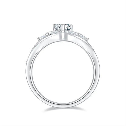 Moissanite 925 Sterling Silver Ring, Pear Shape D Color VVS1, High-Quality Gemstone with Certification, Wedding Engagement Gift