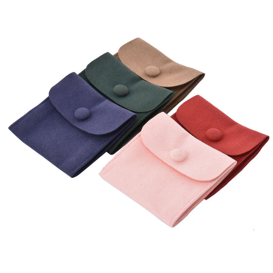 100 PCS 8 × 8 CM Snap Fastener Suede Pouch Jewelry Storage Bags
