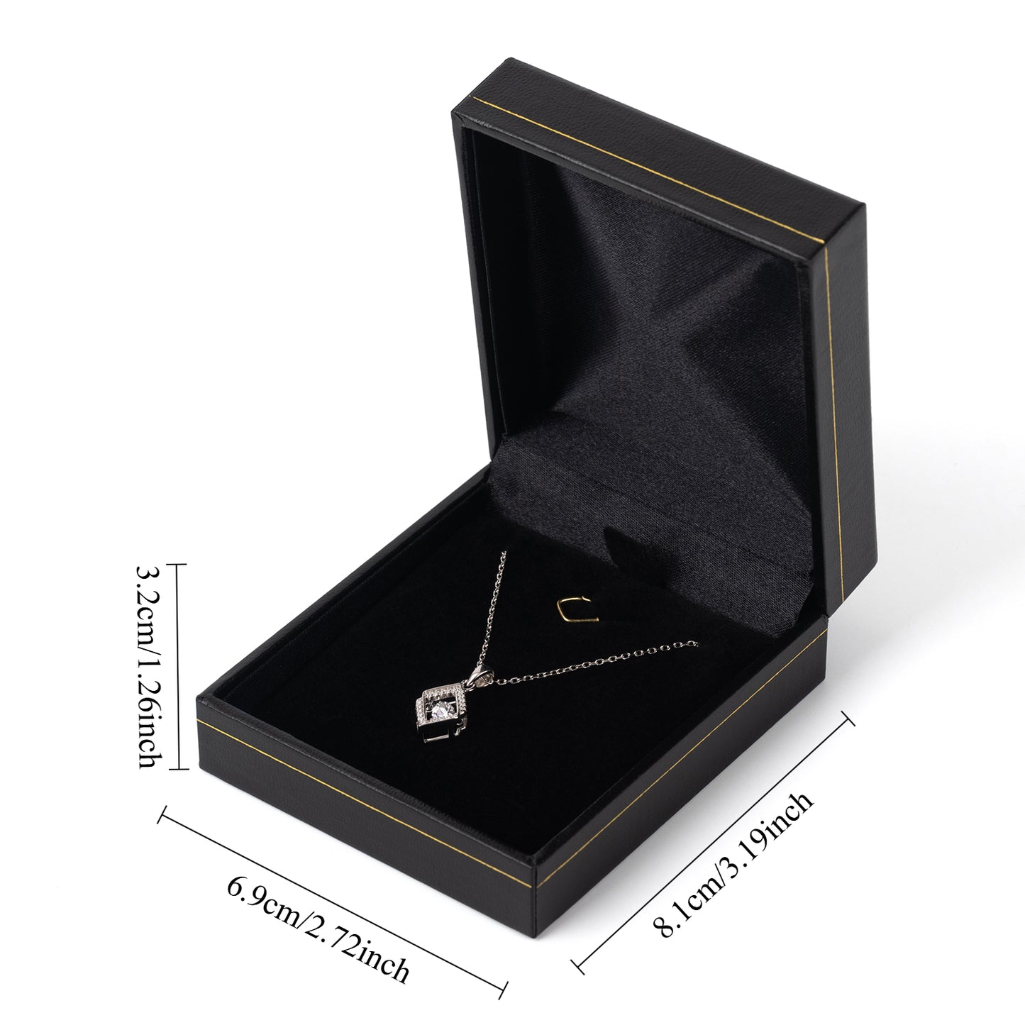 12PCS (LP9-BK) Classic Black Leatherette Necklace Pendant Jewelry Box