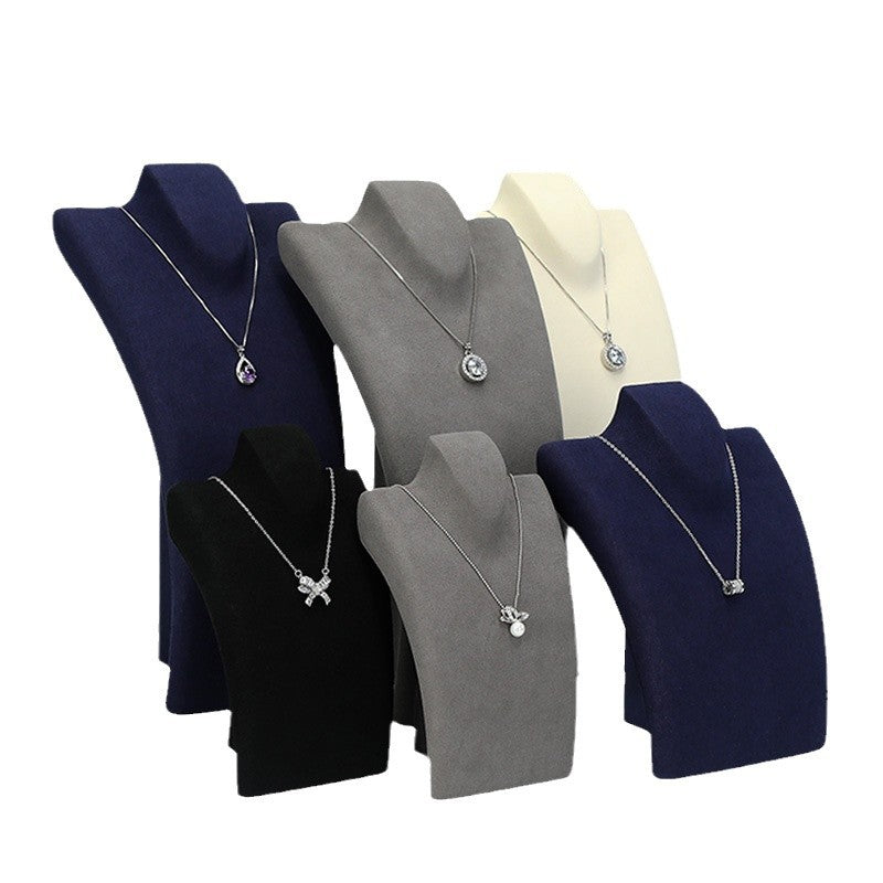 Microfiber Vertical Mannequin Necklace Display Stand，Bust Pendant Jewelry Display Prop